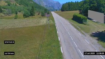 <h2>Webcam au col d'Ornon, dans la commune de Chantepérier. Vue orientée vers Ornon, en venant de Valbonnais</h2>